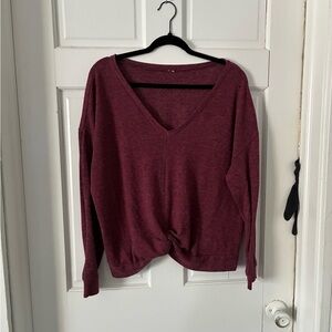 Women's V-Neck Burgundy Top